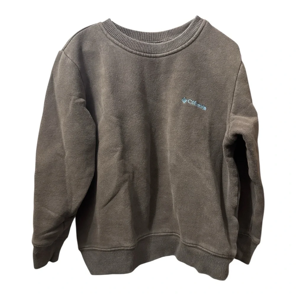 COLUMBIA Youth Sweatshirt Brown with Blue Logo Size 6